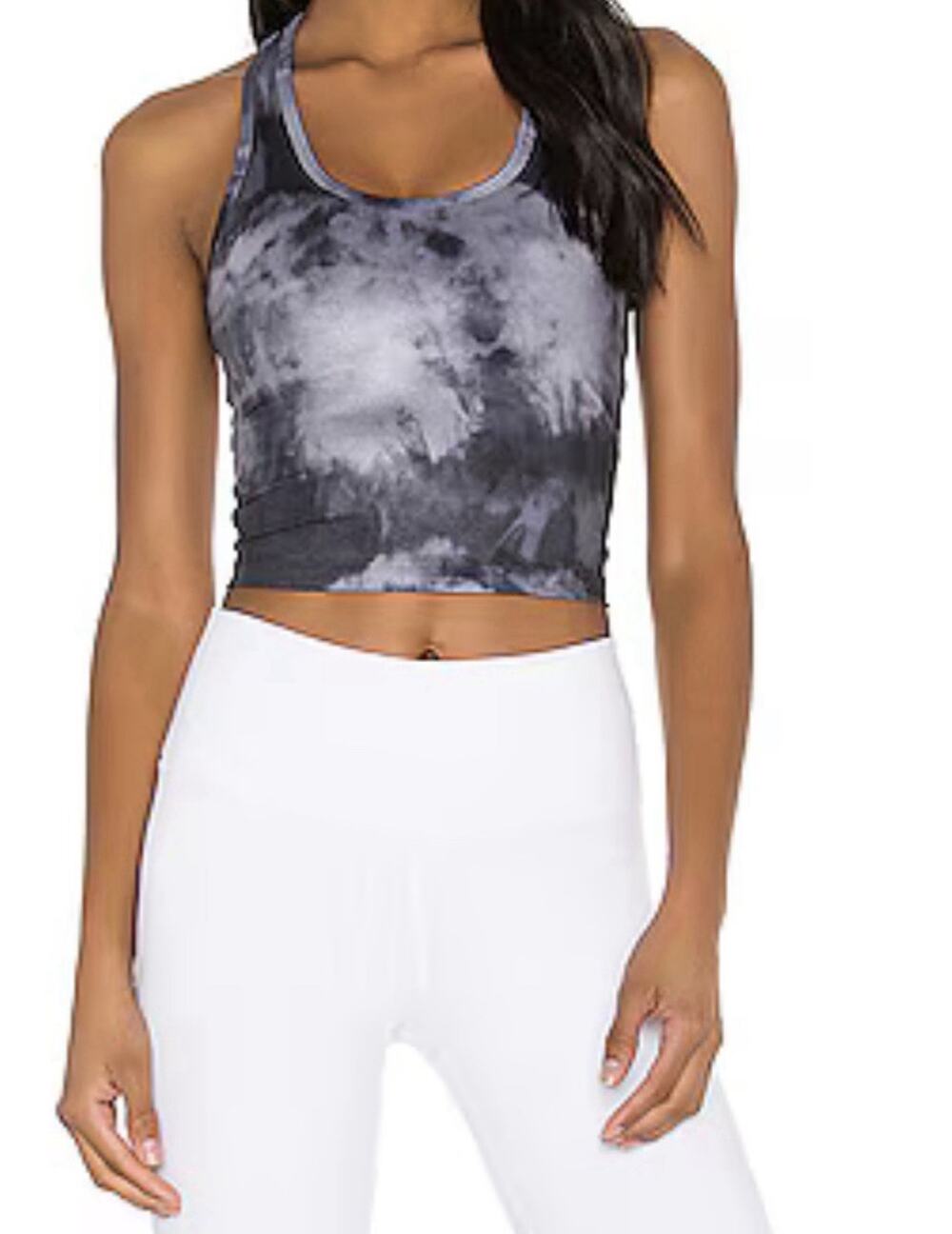 BEYOND YOGA First Class Cropped Tank in Gray SmokeSz Small